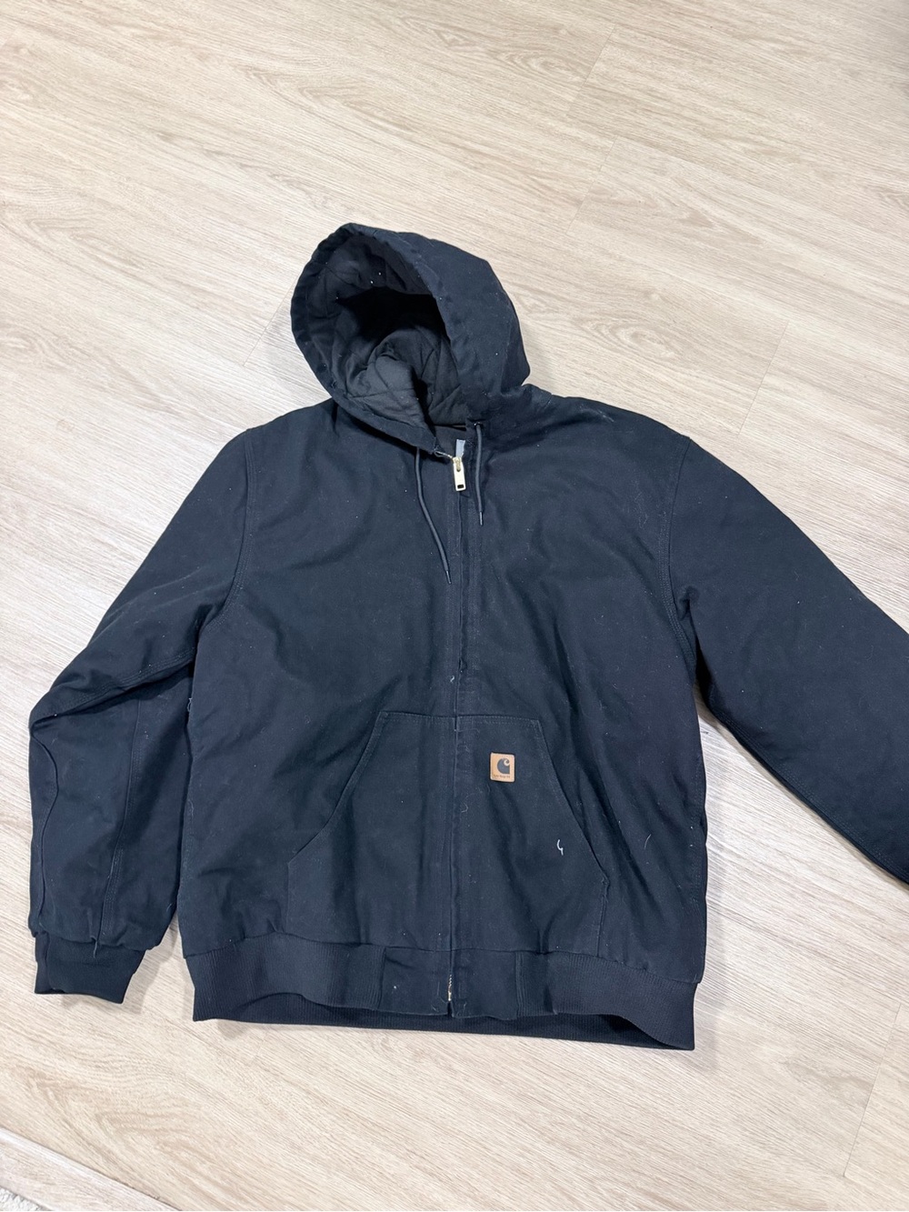 Carhartt Men's Black canvas Hooded Work Jacket